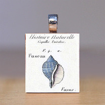 Scrabble Tile Pendant - Beach and Seashells 5