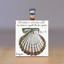 Scrabble Tile Pendant - Beach and Seashells 6