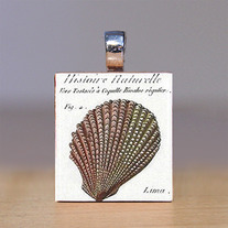 Scrabble Tile Pendant - Beach and Seashells 7