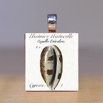 Scrabble Tile Pendant - Beach and Seashells 8