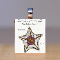 Scrabble Tile Pendant - Beach and Seashells 10