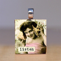 Scrabble Tile Pendant - Beach and Seashells 11