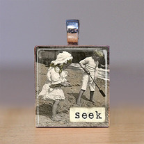 Scrabble Tile Pendant - Beach and Seashells 17
