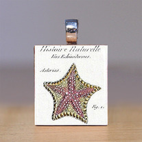 Scrabble Tile Pendant - Beach and Seashells 18