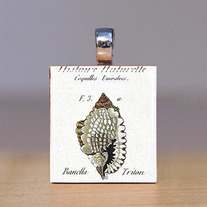 Scrabble Tile Pendant - Beach and Seashells 19