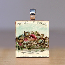 Scrabble Tile Pendant - Beach and Seashells 20