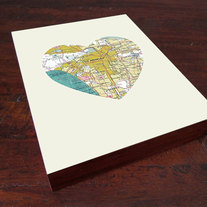 Los Angeles Art City Heart Map - Wood Block Art Print