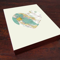 San Francisco California Art City Heart Map - Wood Block Art Print