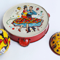 Tin Litho Noisemakers - Red Set