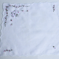 Vintage, Scallop Edge, Embroidered Hankie