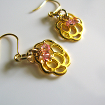Little, Rose, Gold, Swarovski, Crystal, Earrings 