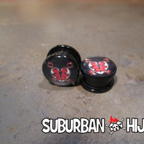 "Heart Lock & Key" Print Flat Flare Acrylic Screw Plug