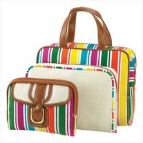 #12895 Candy Stripe Cosmetic Bag Trio 