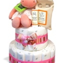 Organic Baby Andi 2-Tier Hippo Diaper Cake or Centerpiece - (3 Colors)