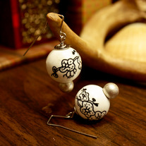 Black and White Porcelain Blossom Earrings