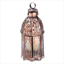 #13366 Copper Moroccan Candle Lamp