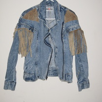 Vintage 80s Fringe Blue Jean Leopard Jacket