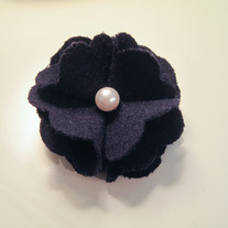 Navy Wool Flower Hair Clip