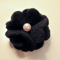 Black Wool Felt Flower Hair Clip