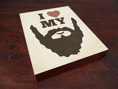 I Love My Beard Wood Block Art Print