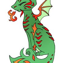 Mythical Firey Dragon Fox- Print