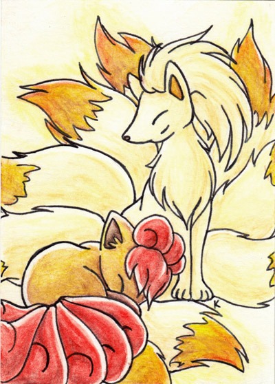 ACEO Vulpix and Ninetails- ORIGINAL art