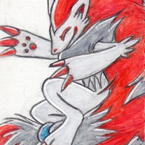 ACEO Zoroark in Scarlet- ORIGINAL art