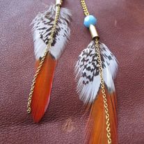 HAVANA Orange-Tip Pheasant Feather Earring