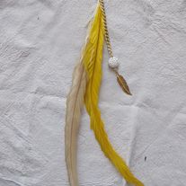 SAO PAULO Tan & Yellow Feather Earring