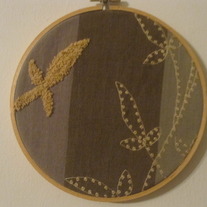 7 Inch Textured Leaf and Stripe Hoop Art I