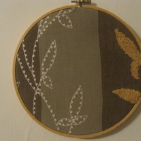 7 Inch Textured Leaf and Stripe Hoop Art II