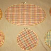 6 Piece Colorful Textured Checkered Hoop Art Set