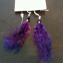 Purple Feather Earrings