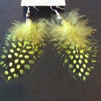 Yellow & Black Feather Earrings
