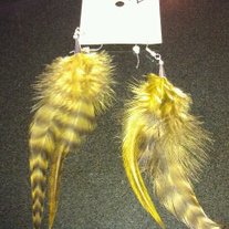 Yellow Grizz Feather Earrings
