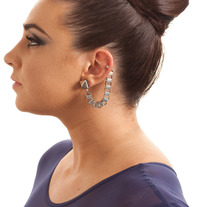 Silver Stud Box Chain Ear Cuff Earring