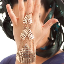 Gold Chainmail Ring Bracelet Harness