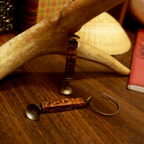 Bollywood Column Hand Carved Wood Earrings