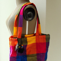 Happy Plaid Rectangular Shopping Bag by Sardinella Sardine