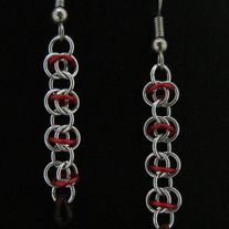 "Stairway To The Heart" - Chainmaille Earrings - Red