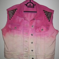 Pink & White Dip Dye Studded Vest