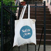 Salud y Vida: Dark Teal Tote Bag
