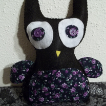 Black floral owl