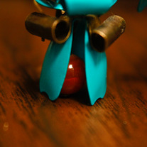 Teal Enamel, Carnelian and Brass Earrings