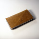iPhone Wallet - Felt & Leather Fold Wallet - Grey/Caramel - Thumbnail 1