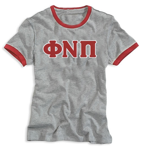 Phi Nu Pi Grey Ringer Tee
