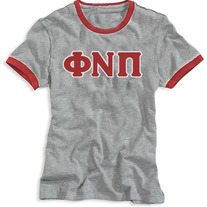 Phi Nu Pi Grey Ringer Tee