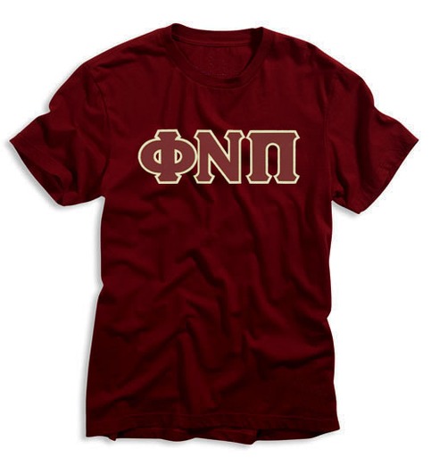 Phi Nu Pi 3 Letter Tee (Maroon & Krimson) 