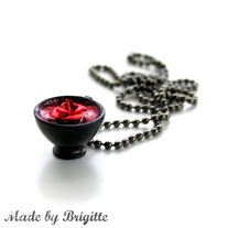 Blood Roses Teacup Charm Necklace