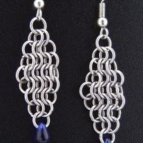 Euro Diamond Drops - Chainmaille Earrings - Blue